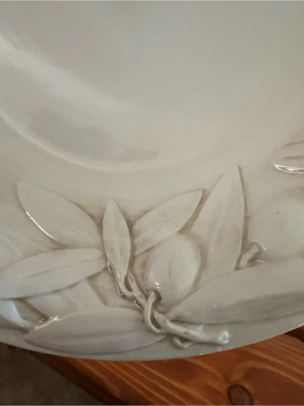 Williams Sonoma Cream Tuscan Olive Embossed Pasta Bowl